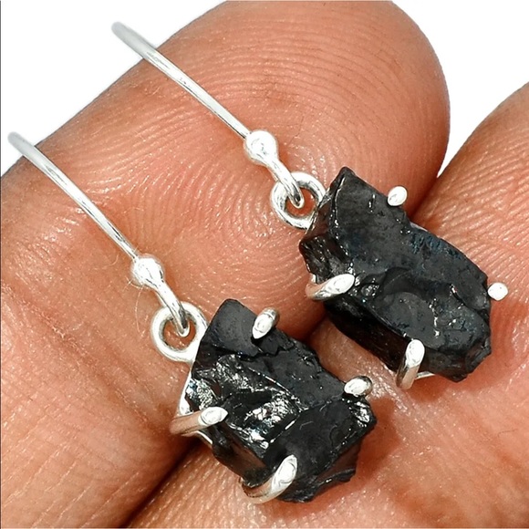 Russian Shungite Sterling silver earrings - Picture 3 of 5